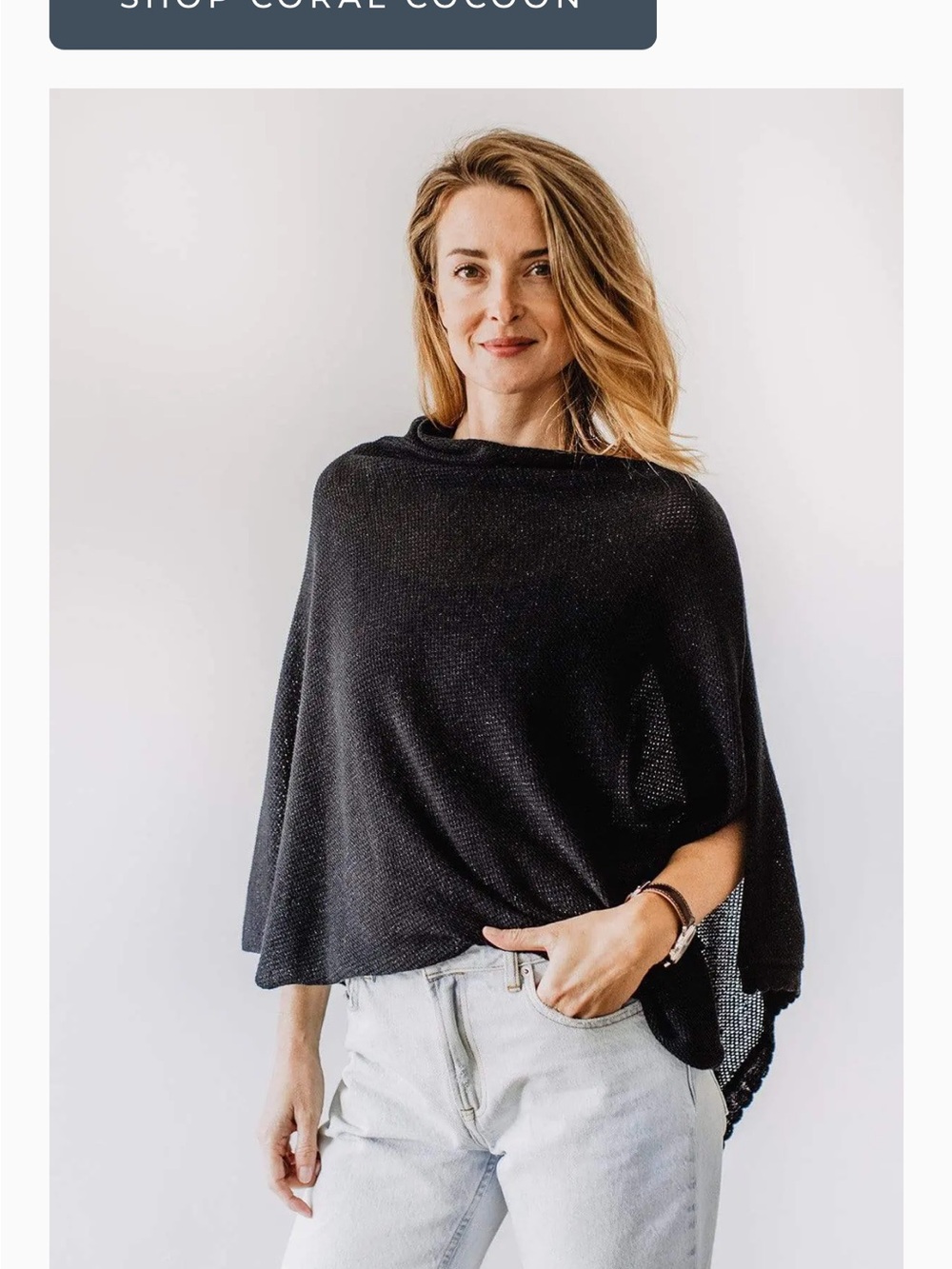 We Are Amma Black Sparkle Cocoon Nursing Cover Poncho Cape